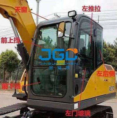XE75DA 85C 80 फ्रंट लोअर गियर ग्लास एक्सकेवेटर फ्रंट डैम्पर ग्लास रियर साइड कर्व्ड ग्लास