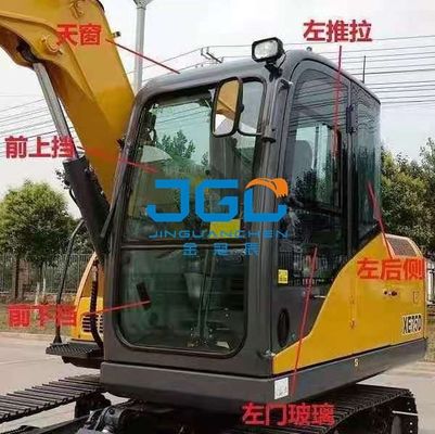 XE75DA 85C 80 फ्रंट लोअर गियर ग्लास एक्सकेवेटर फ्रंट डैम्पर ग्लास रियर साइड कर्व्ड ग्लास