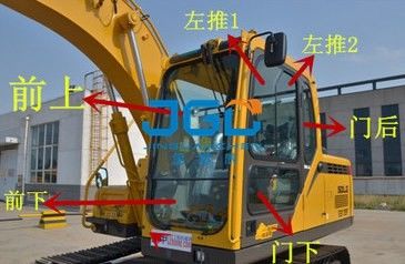 EC210F 225 250 300 150 205 खुदाई मशीन सामने पीछे स्टॉप दरवाजा छत का प्रकाश बाएं और दाएं ऊपरी और निचले ग्लास