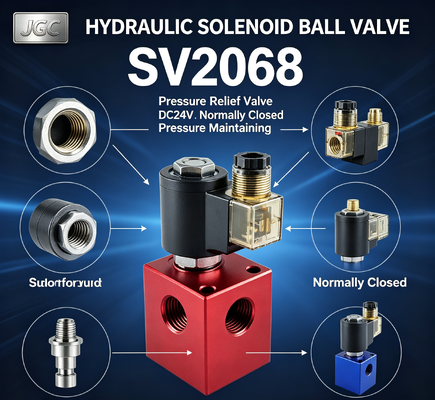 SV2068 हाइड्रोलिक सोलेनोइड बॉल वाल्व दबाव राहत वाल्व थ्रेडेड कारतूस DC24V सामान्य रूप से बंद दबाव बनाए रखने वाल्व