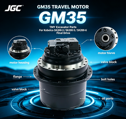 GM35 खुदाई मशीन भागों कोबेलको के लिए हाइड्रोलिक यात्रा मोटर SK200-3 SK200-5 SK200-6 के साथ संगत